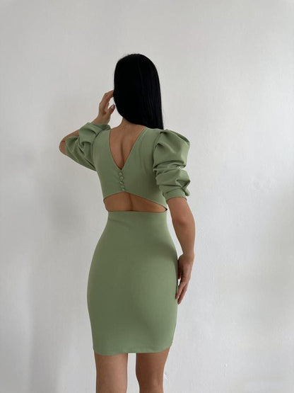 Puff-Sleeve Bodycon Dress