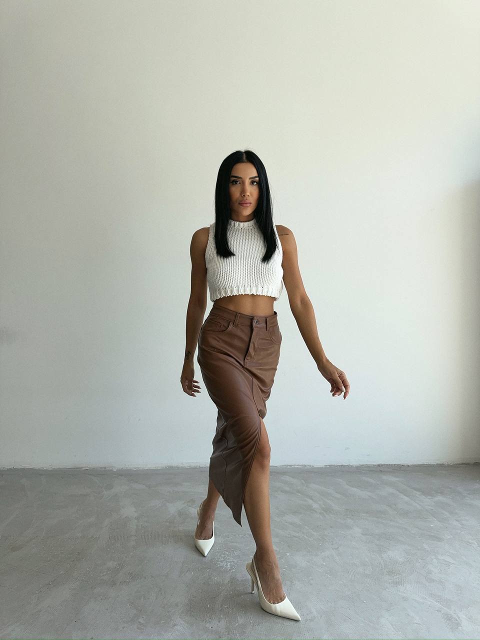 High-Waist Skirt with Thigh-High Slit