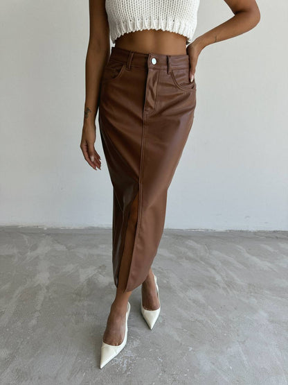 High-Waist Skirt with Thigh-High Slit