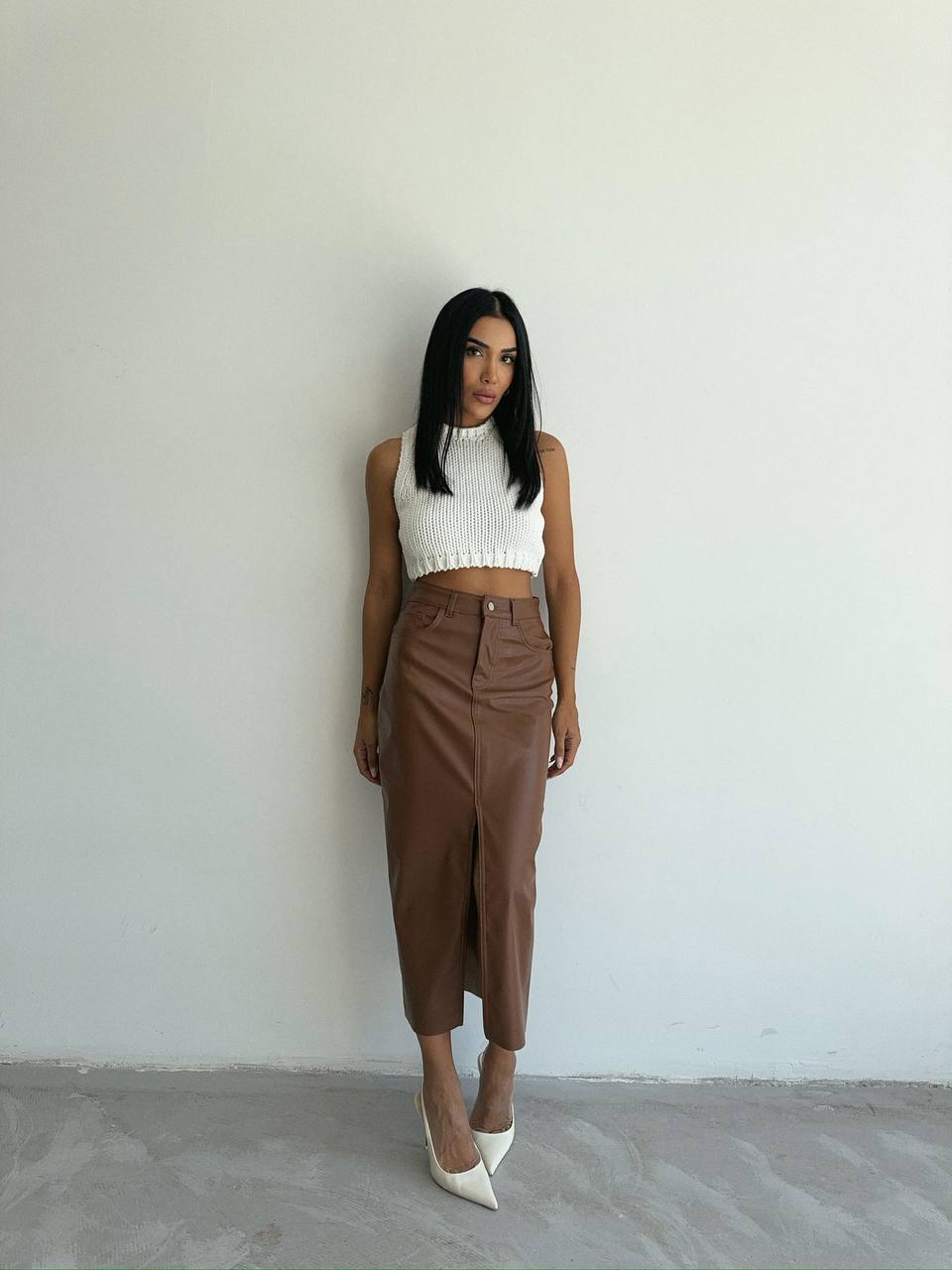 High-Waist Skirt with Thigh-High Slit