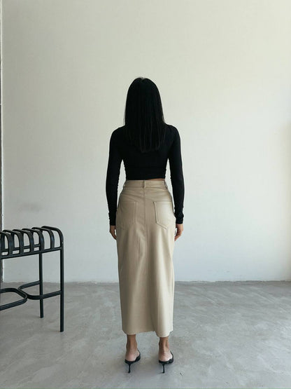 High-Waist Skirt with Thigh-High Slit