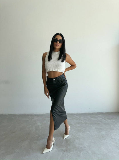 High-Waist Skirt with Thigh-High Slit