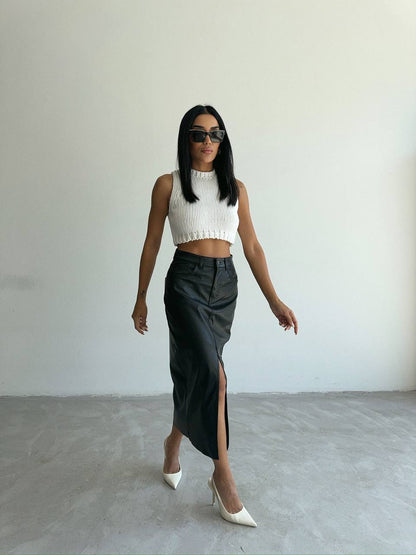 High-Waist Skirt with Thigh-High Slit