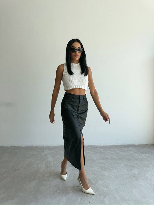 High-Waist Skirt with Thigh-High Slit