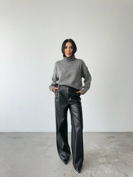 High-Waisted Straight-Leg Trousers