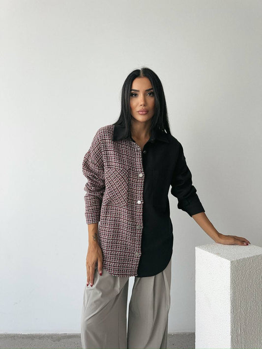 Contrast Button-Up Shirt