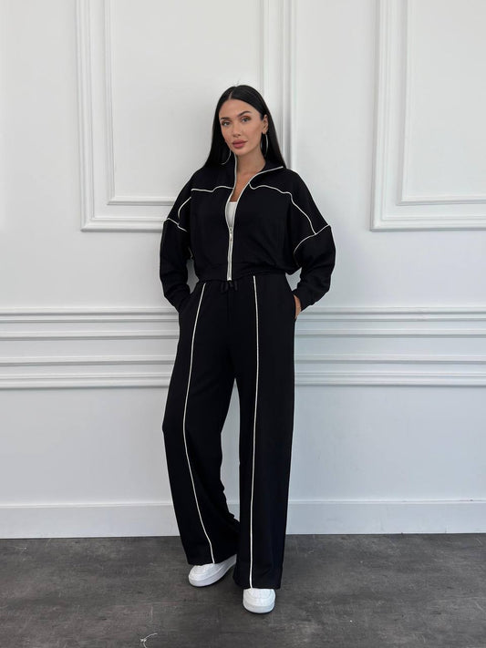 Zip-Up Tracksuit with White Piping