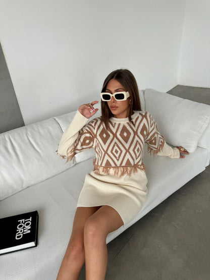 Geometric Patterned Fringe Suit Set