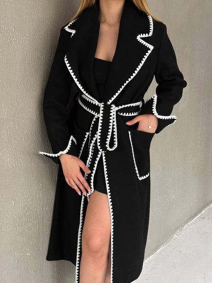 Trench Coat with Contrast Piping