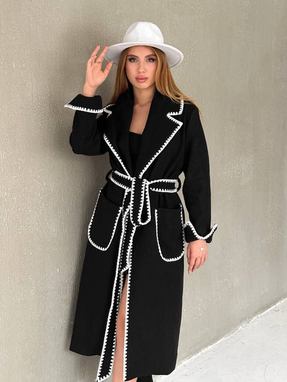 Trench Coat with Contrast Piping