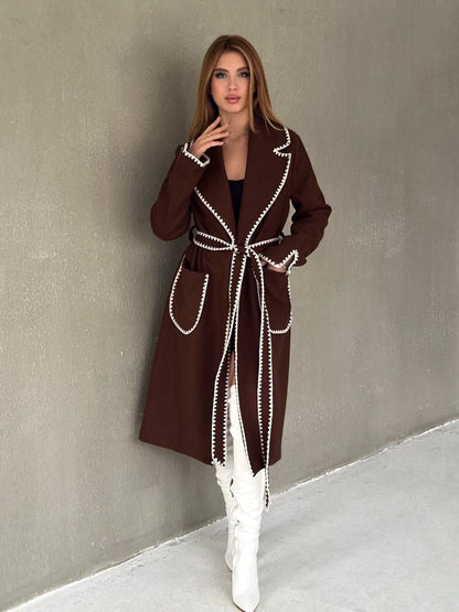 Trench Coat with Contrast Piping