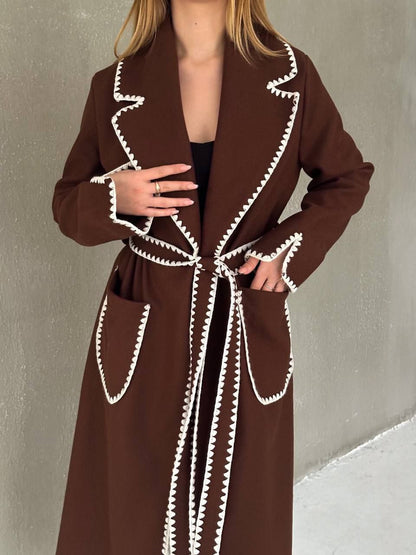 Trench Coat with Contrast Piping