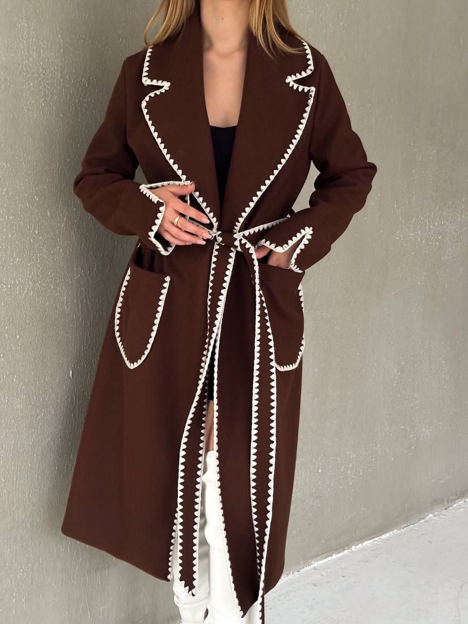 Trench Coat with Contrast Piping