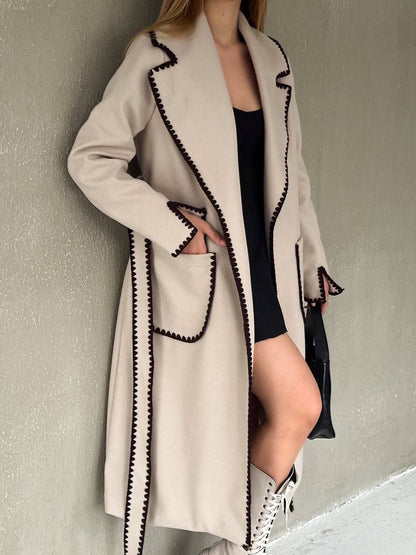 Trench Coat with Contrast Piping