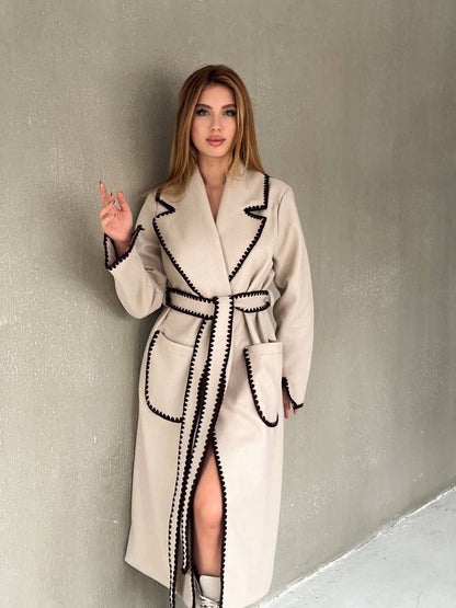 Trench Coat with Contrast Piping