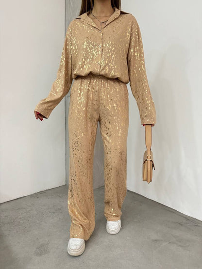 Gold Splatter Print Suit