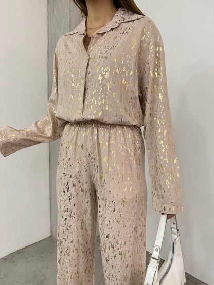 Gold Splatter Print Suit