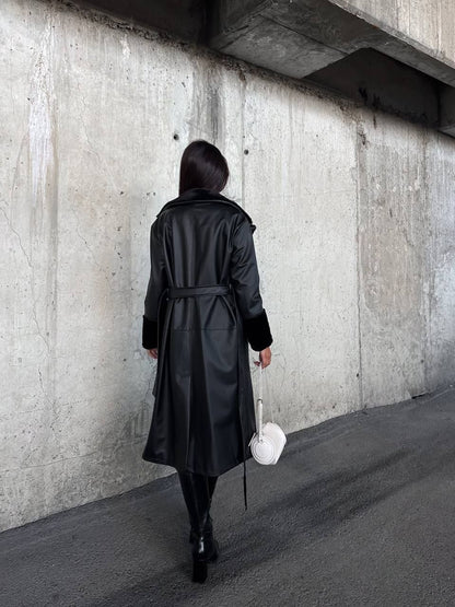 Black Trench Coat - Elegant Waterproof Outerwear