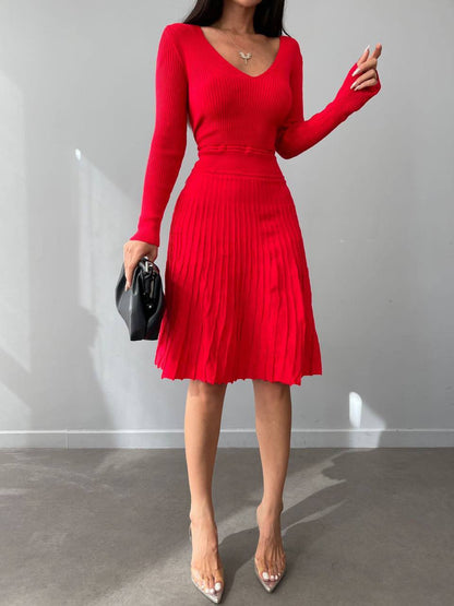 Ribbed Pleated Dress