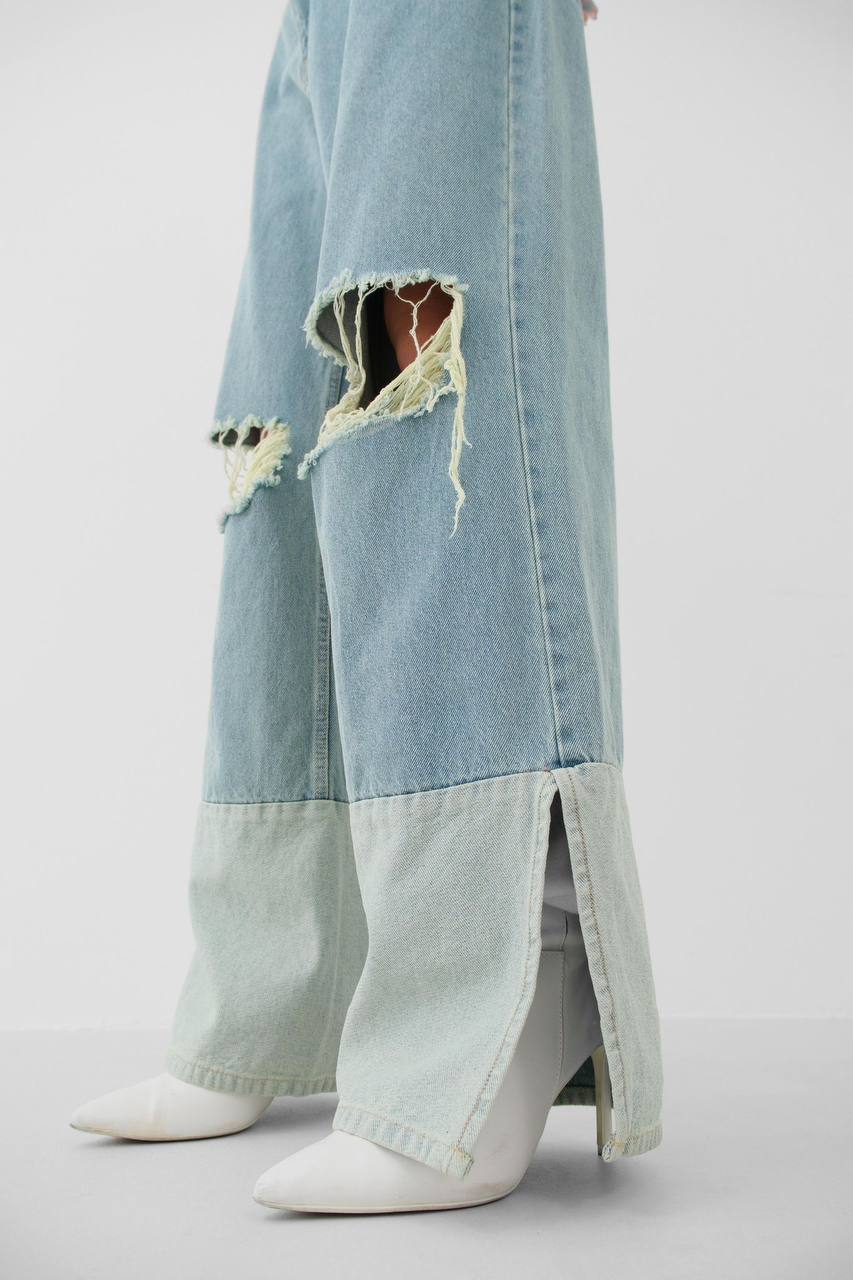 High-Waisted Distressed Flare Jeans