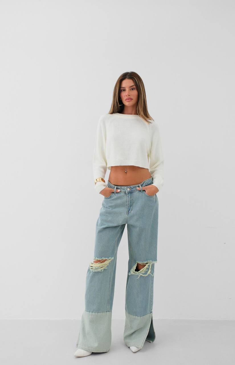 High-Waisted Distressed Flare Jeans