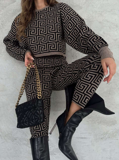 Geometric Pattern Designer Two-Piece Suit