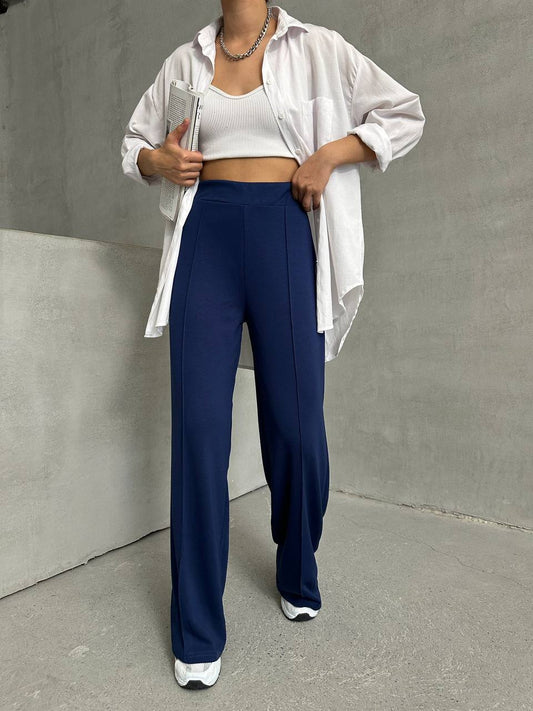 High-Waisted Wide-Leg Trousers