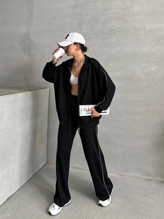 Oversized Black Hoodie & Track Pants Set