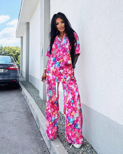 Cosmic Floral Patterned Two-Piece Suit