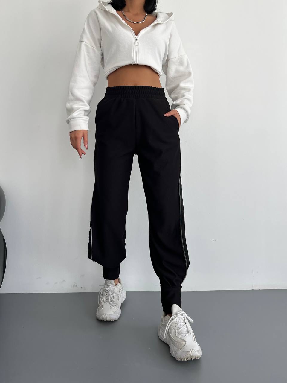 High-Waisted Trousers with Side Slits