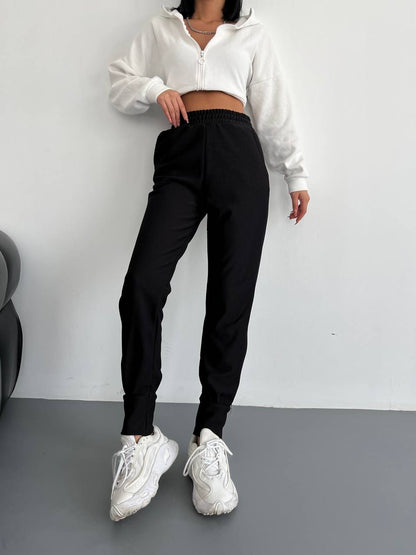 High-Waisted Trousers with Side Slits