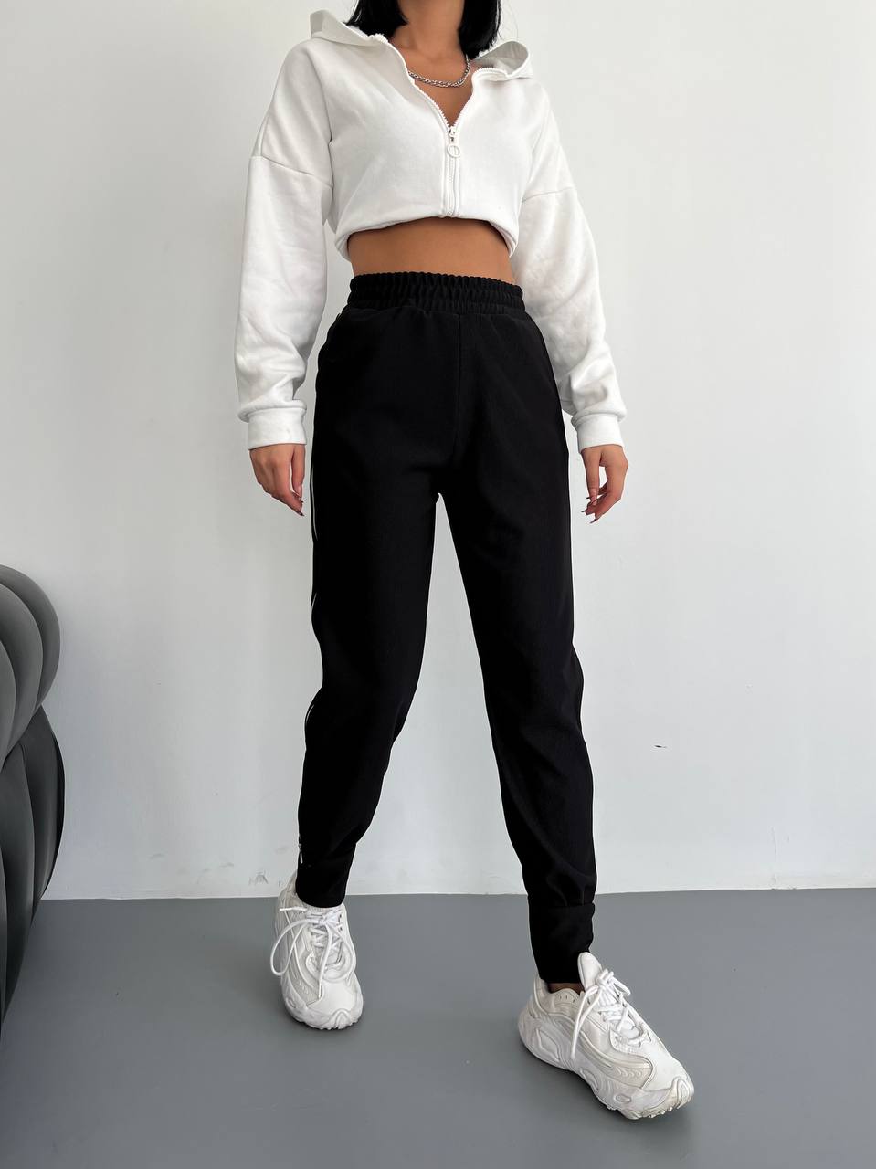 High-Waisted Trousers with Side Slits