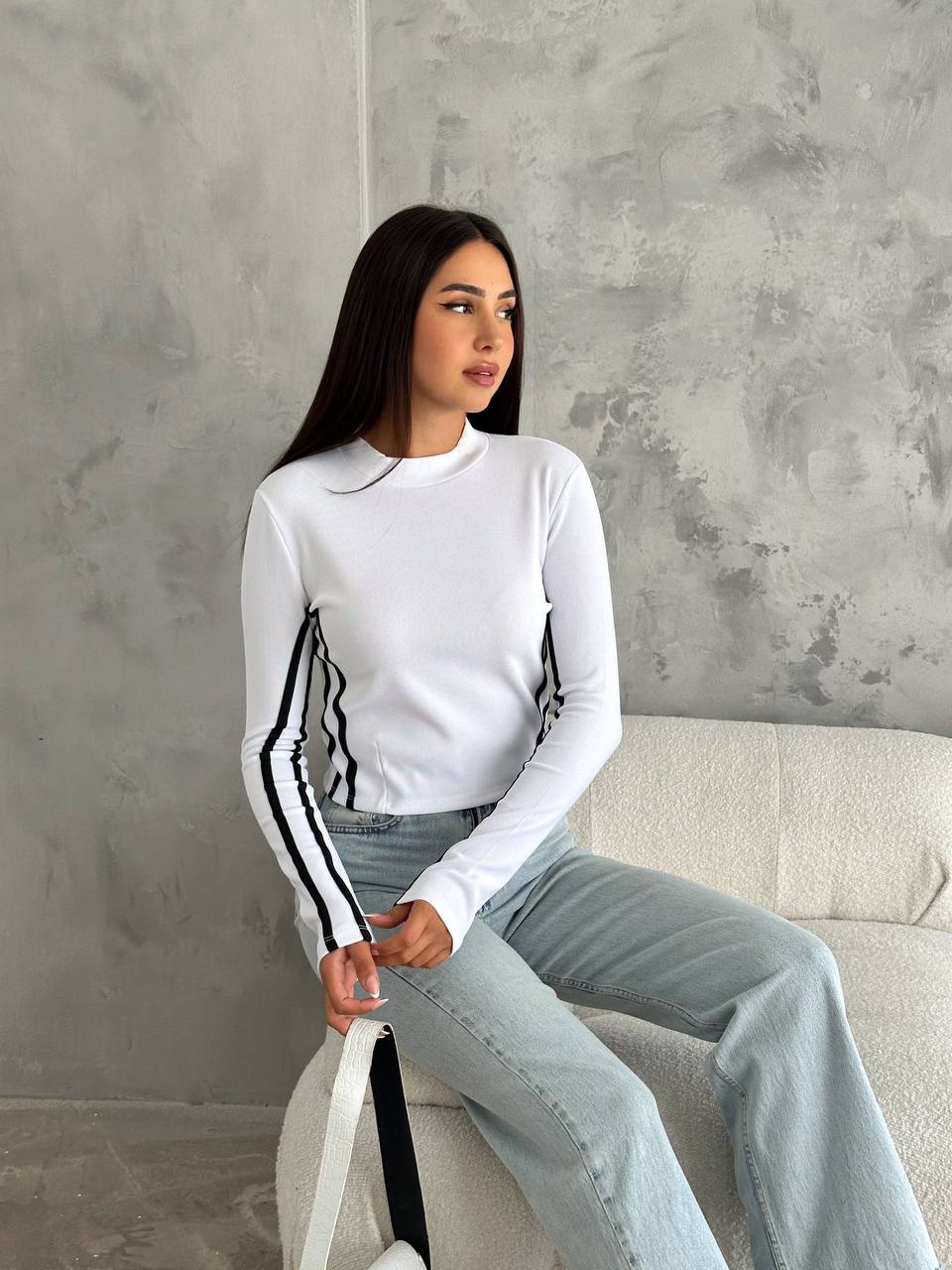 Long-Sleeve Top with Sporty Stripe Detail