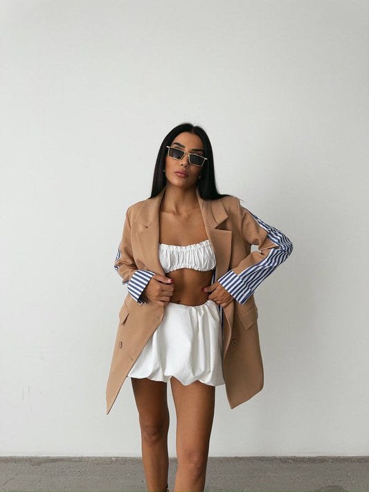 Blazer with Striped Cuff Detail