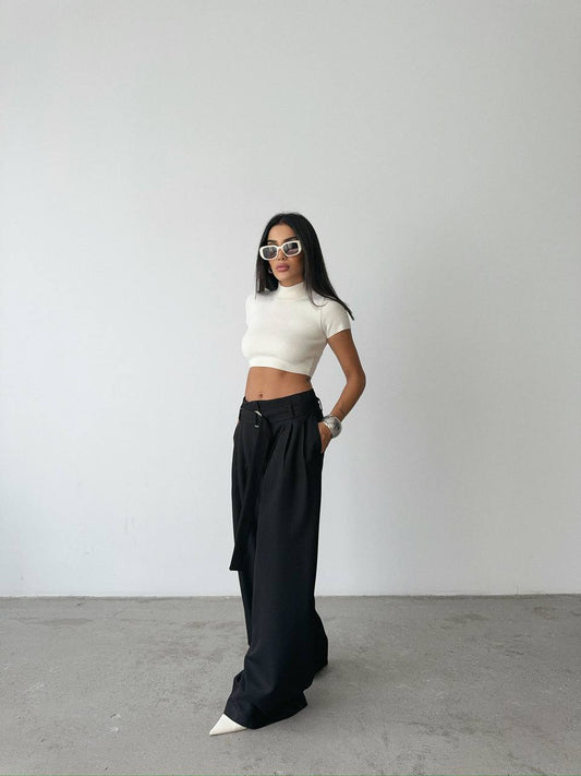 High-Waisted Wide-Leg Trousers