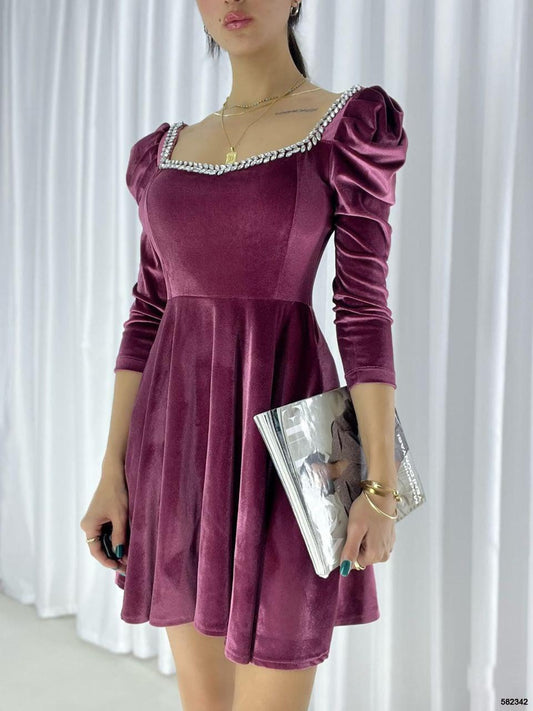 Puff Sleeve A-Line Dress