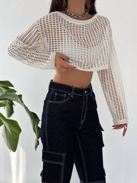 Open Knit Cropped Sweater