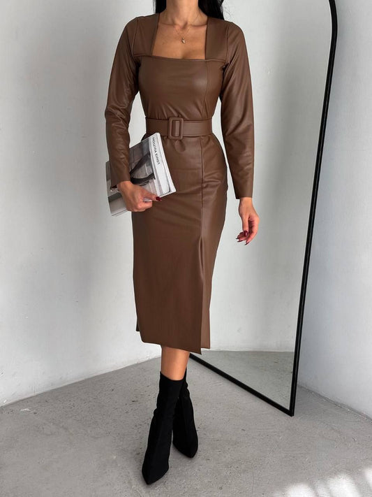 Leather Midi Dress