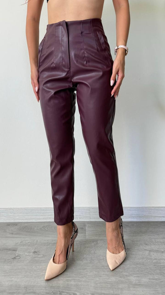 High-Waist Leather Trousers