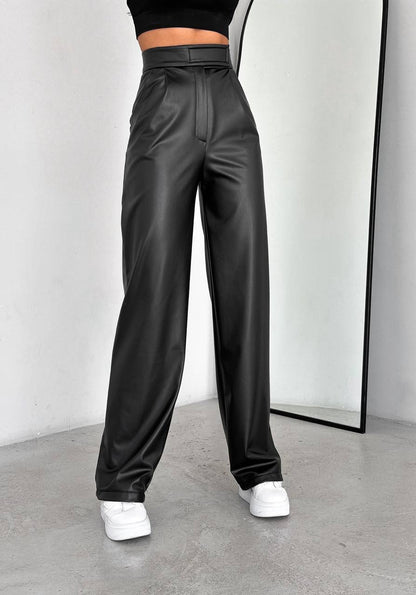 High-Waist Leather Trousers