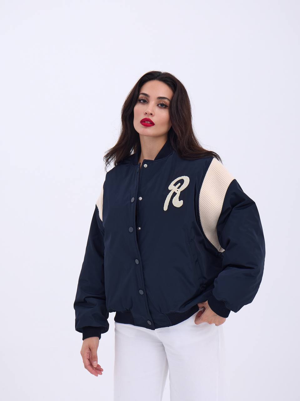 Varsity Jacket with Cream Sleeves