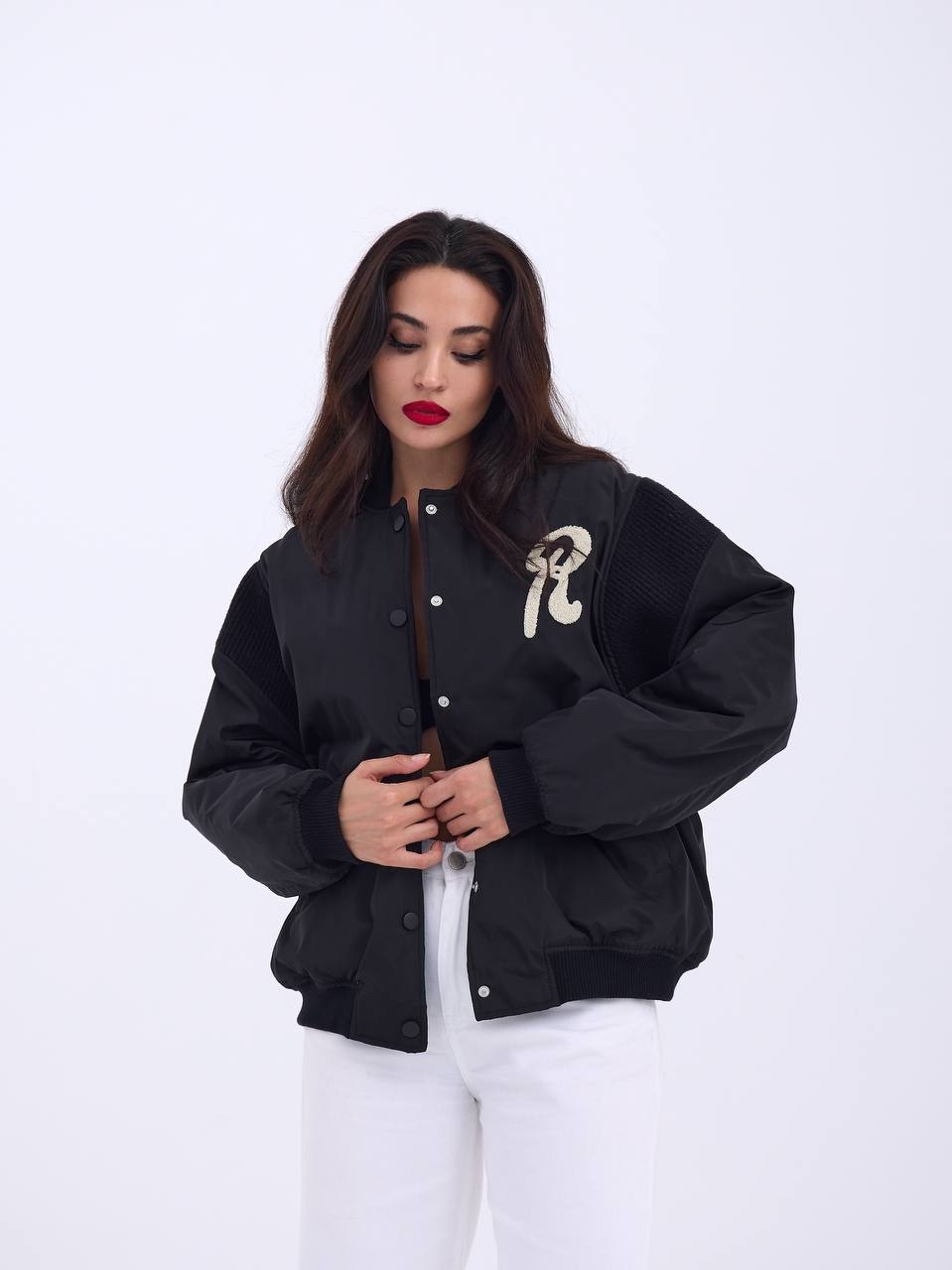 Varsity Jacket with Cream Sleeves