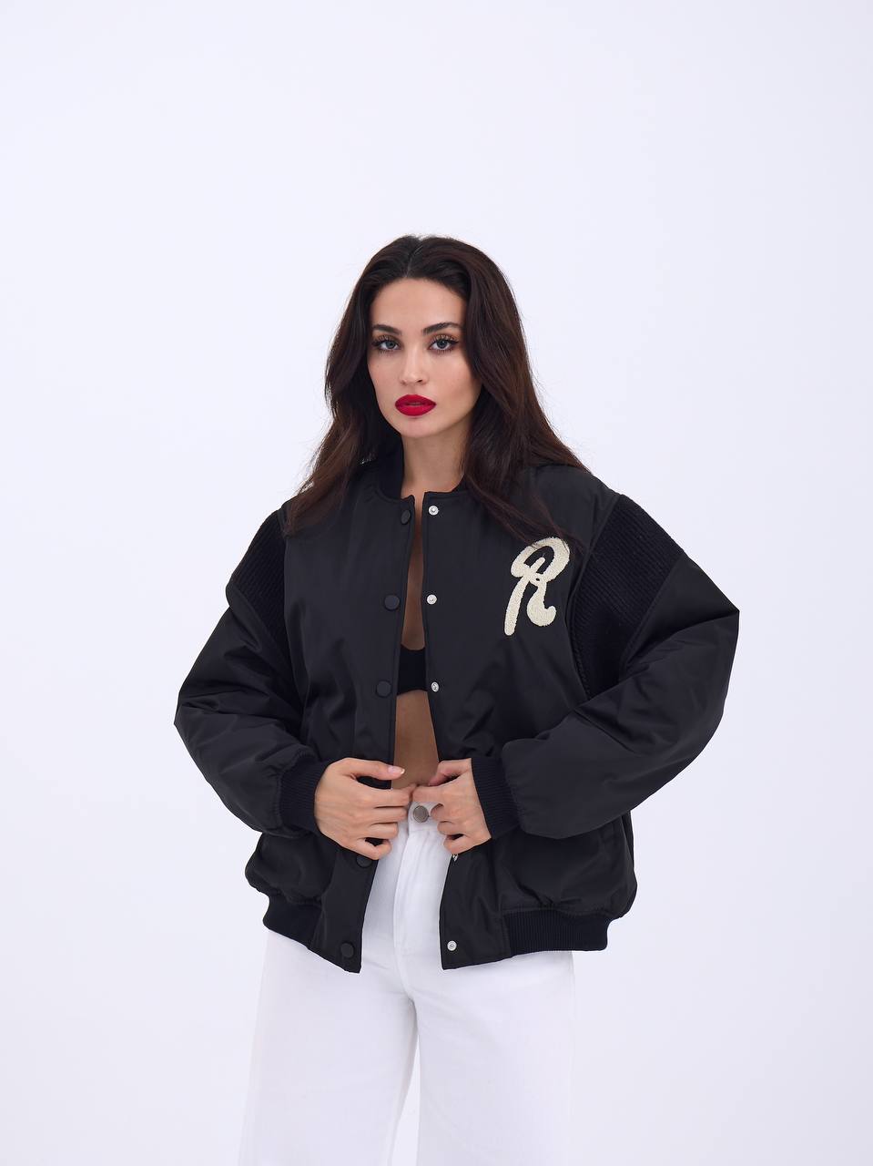 Varsity Jacket with Cream Sleeves