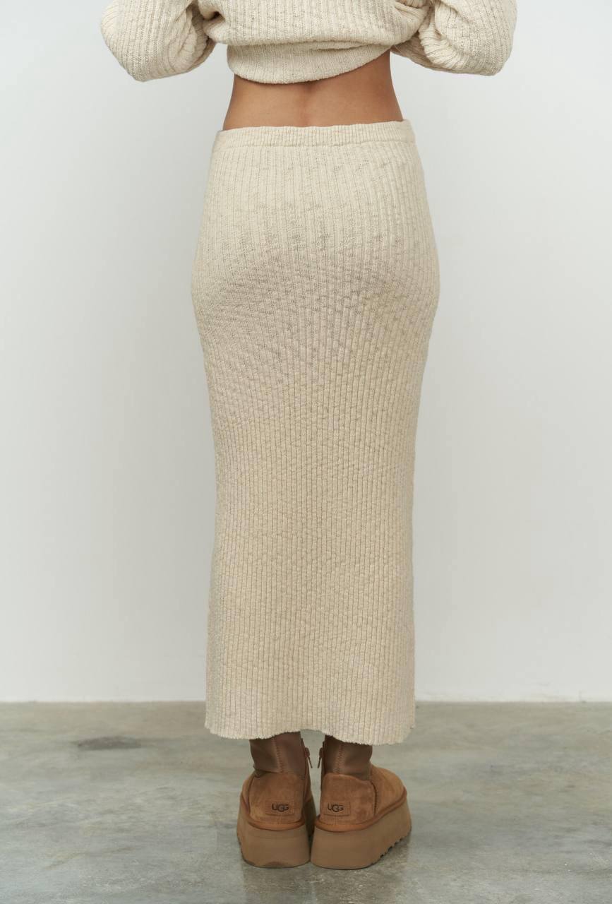 Ribbed Knit Sweater and Midi Skirt Set