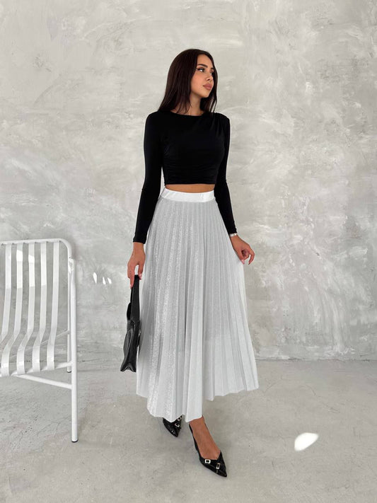 Midi Skirt - Shimmering Flowy Design