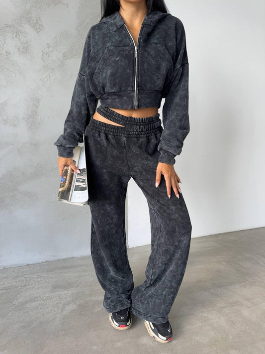 Distressed Velvet Tracksuit