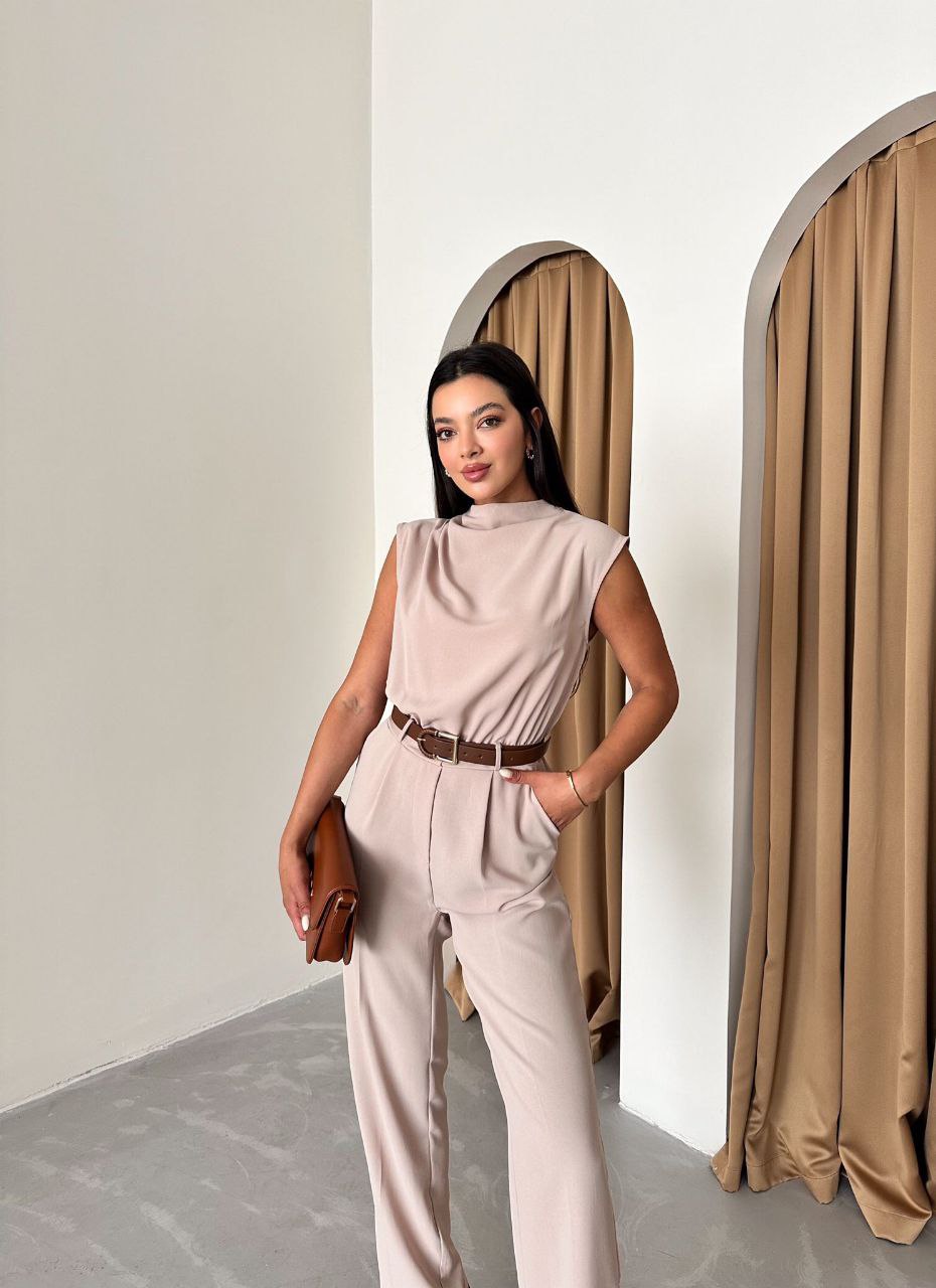 Belted Sleeveless Jumpsuit