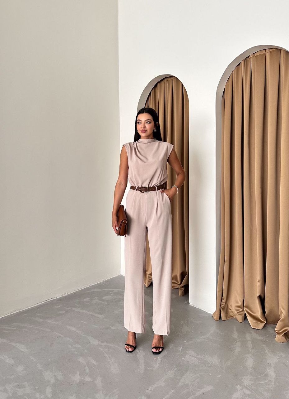 Belted Sleeveless Jumpsuit