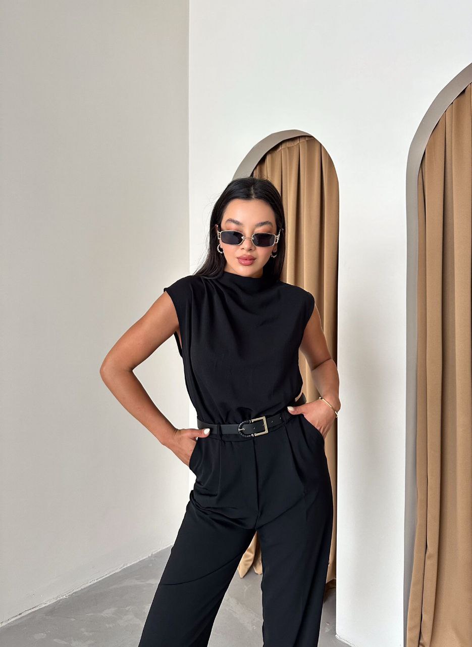 Belted Sleeveless Jumpsuit