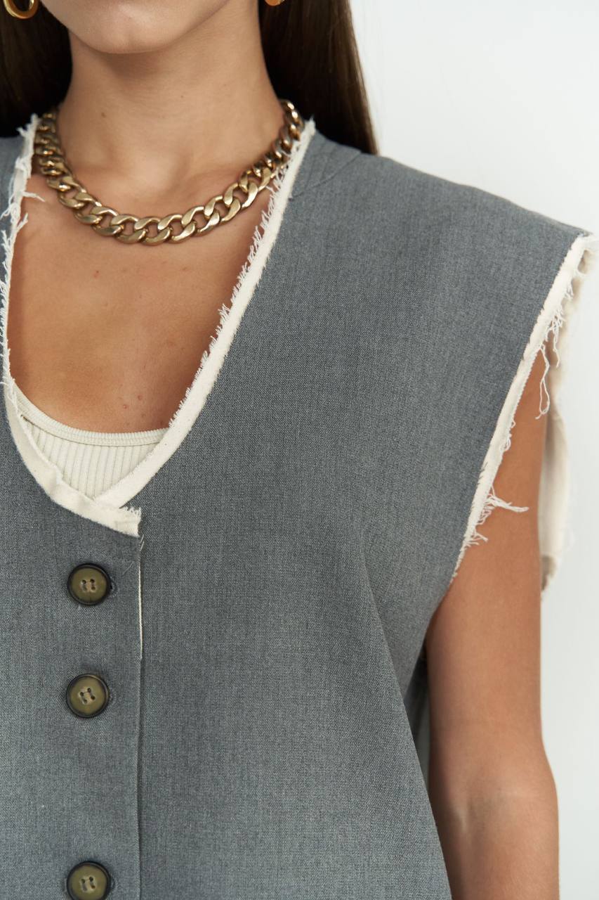 Sleeveless Button-Up Jacket